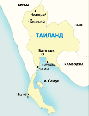 Карта Таиланда